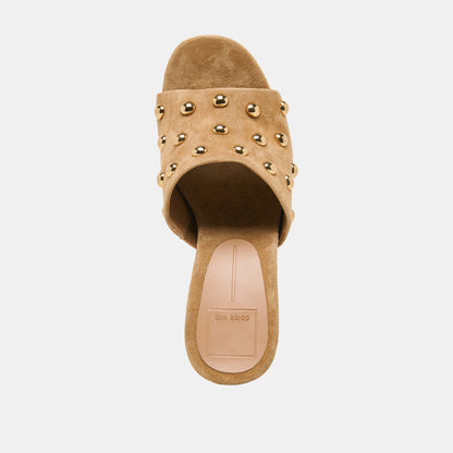 Holta Stud Lt Brown Suede Wedges Dolce Vita