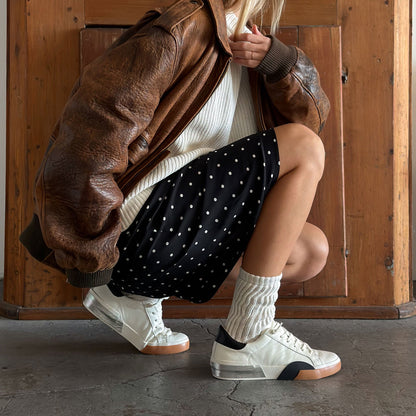 ZINA SNEAKERS WHITE BLACK LEATHER Dolce Vita