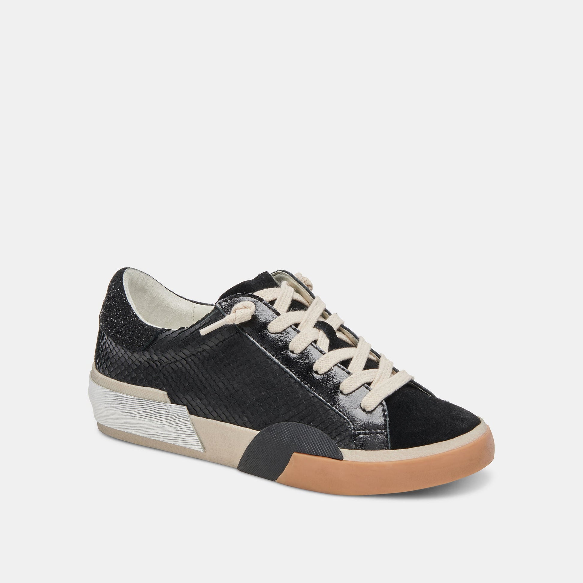 Zina Sneakers Onyx Embossed Leather Dolce Vita