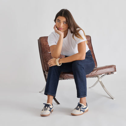 Merit White Navy Leather Sneakers Dolce Vita
