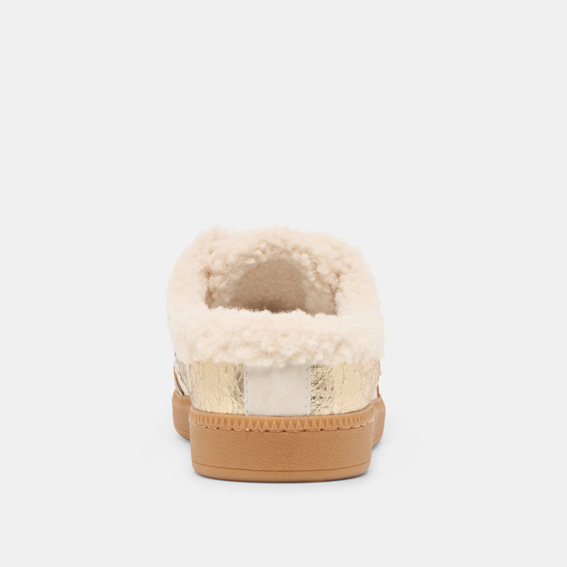 Notice Slide Plush Silver Gold Crackled Leather Sneakers Dolce Vita