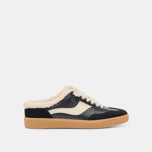 Notice Slide Plush Black Woven Leather Sneakers Dolce Vita