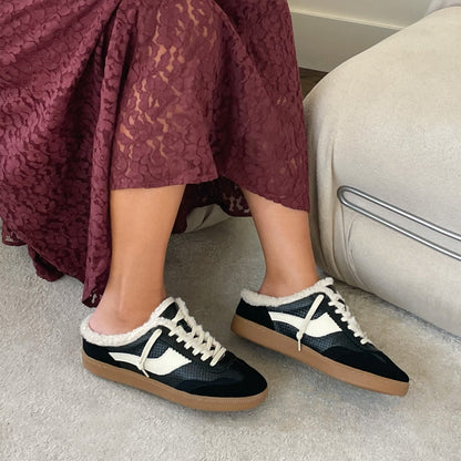 Notice Slide Plush Black Woven Leather Sneakers Dolce Vita