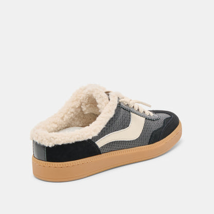 Notice Slide Plush Black Woven Leather Sneakers Dolce Vita
