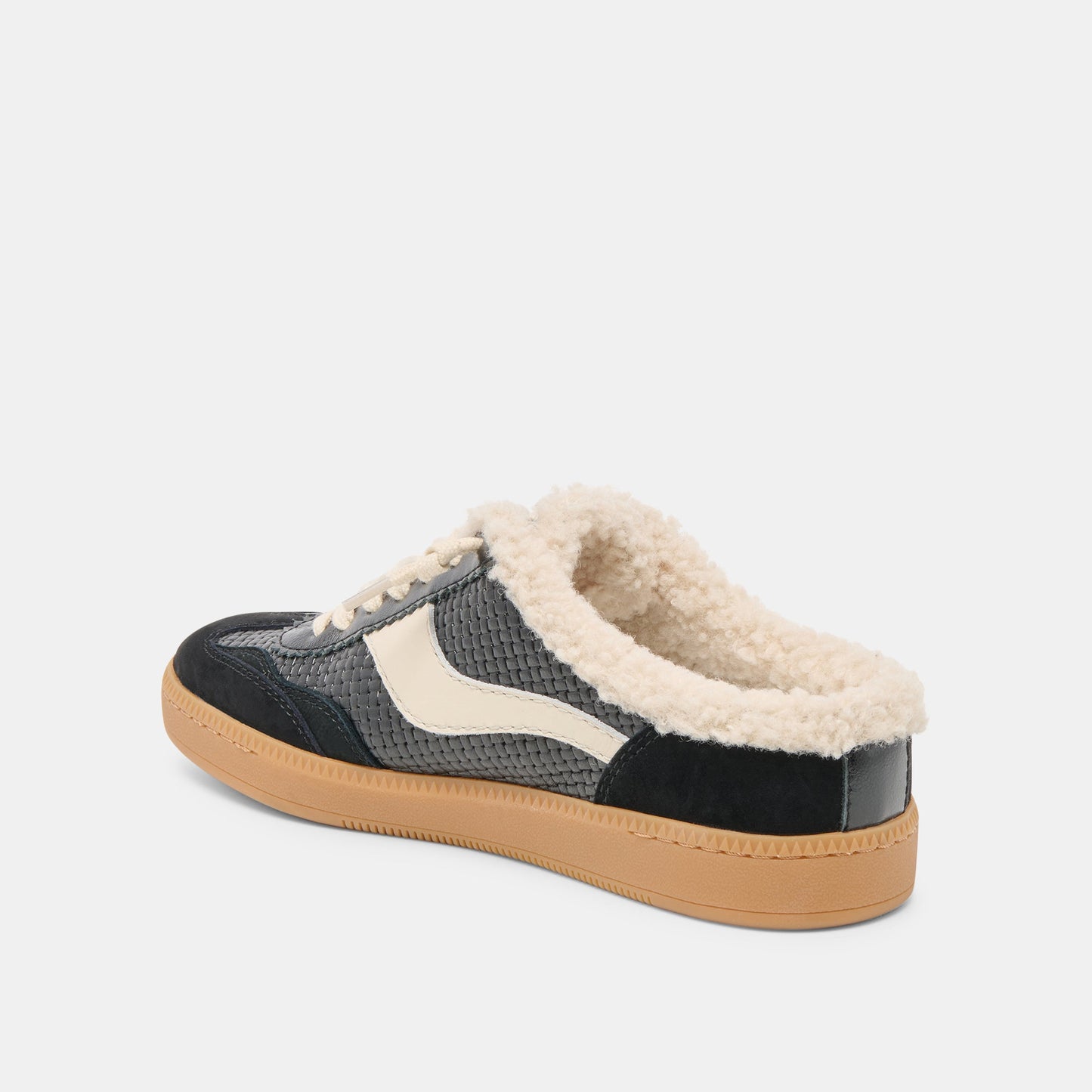 Notice Slide Plush Black Woven Leather Sneakers Dolce Vita