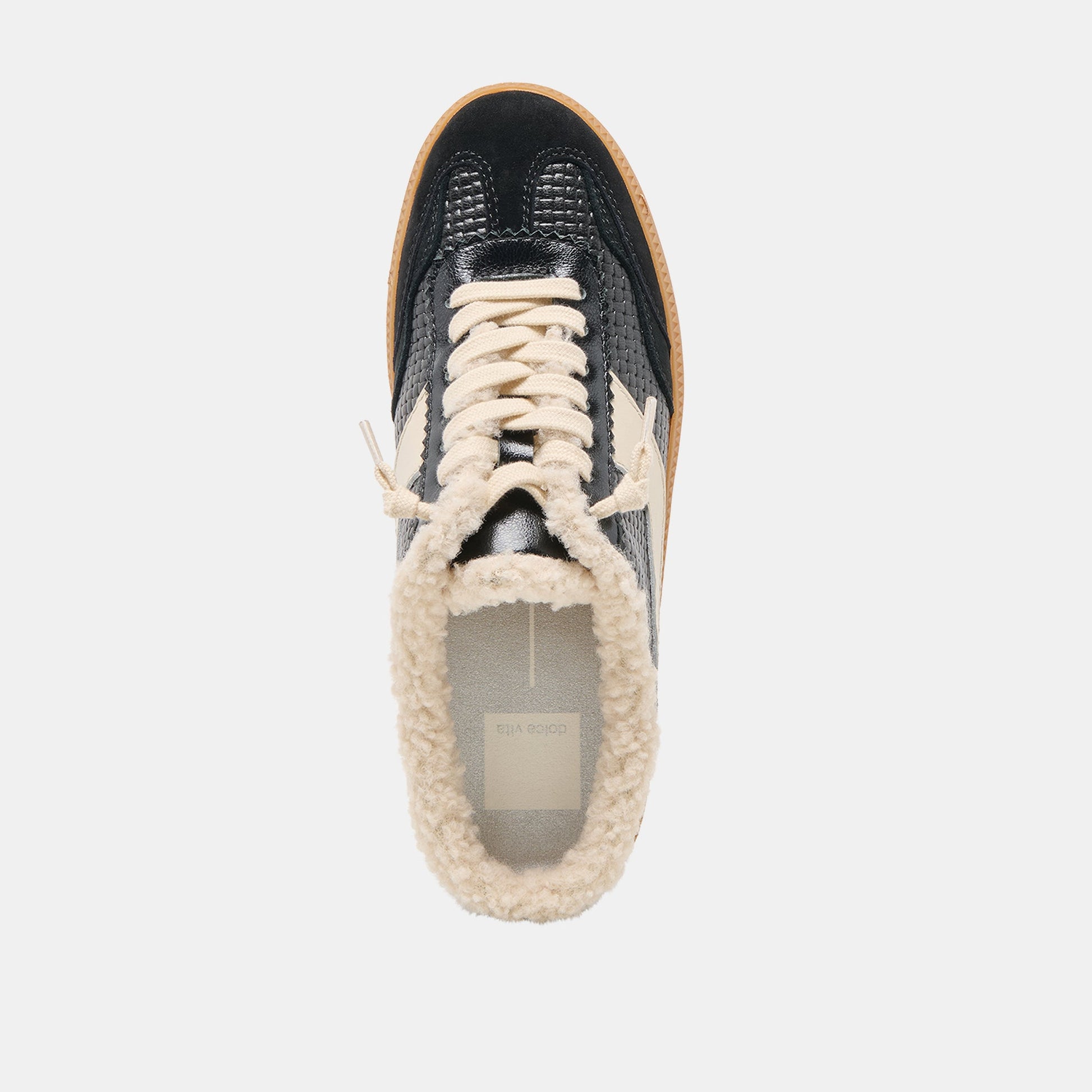 Notice Slide Plush Black Woven Leather Sneakers Dolce Vita