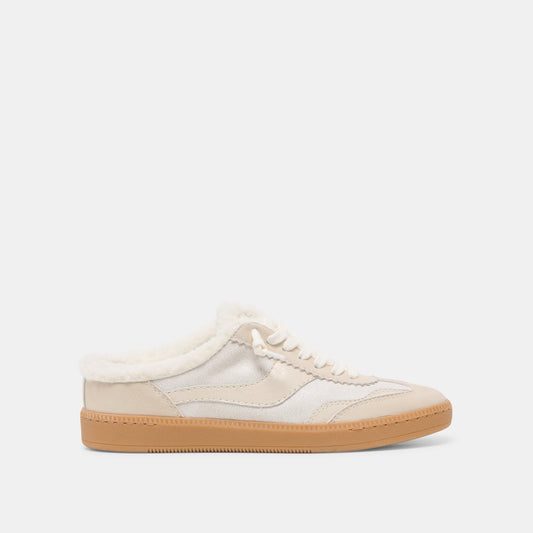 Notice Slide Plush Off White Crackled Leather Sneakers Dolce Vita