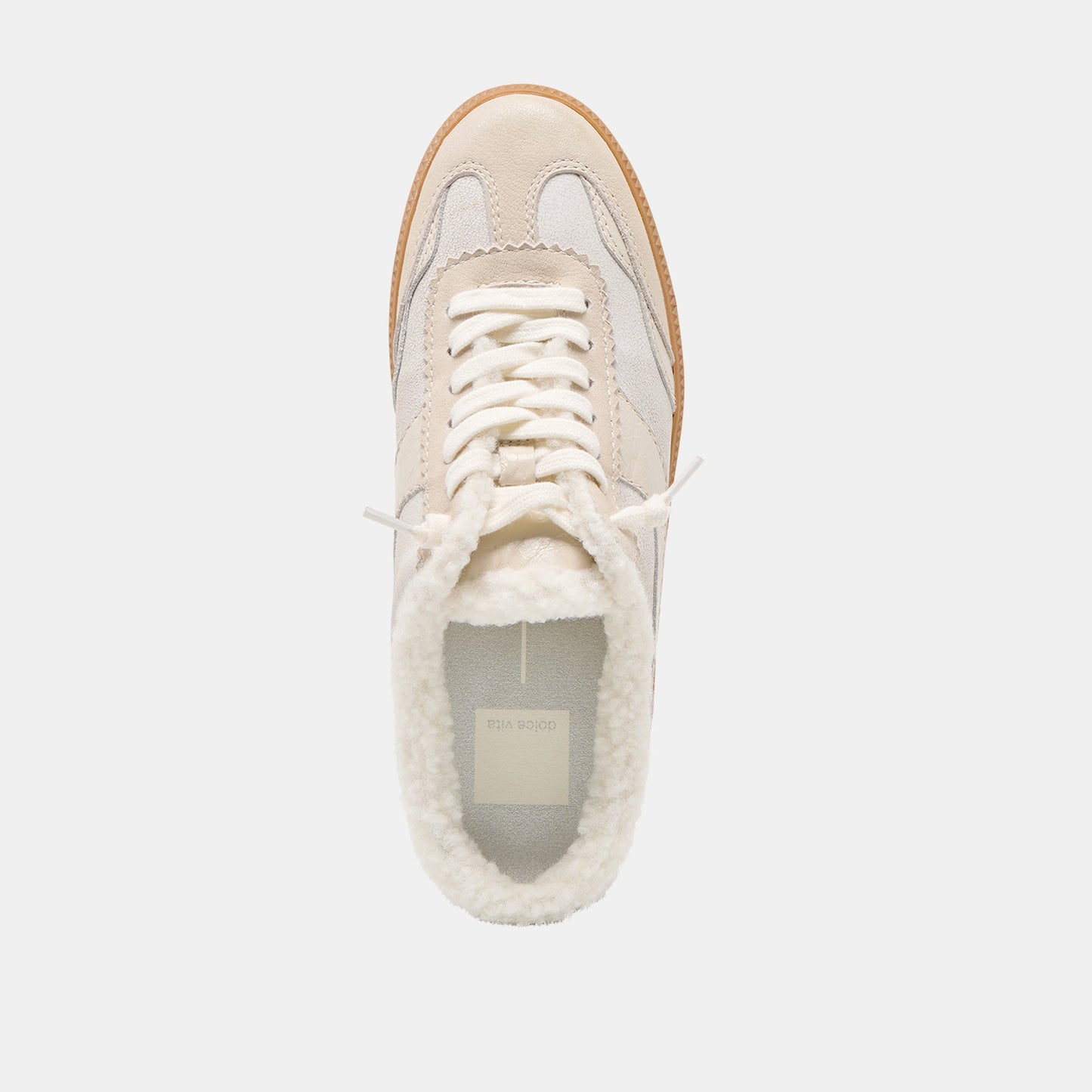 Notice Slide Plush Off White Crackled Leather Sneakers Dolce Vita