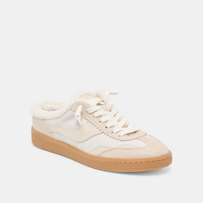 Notice Slide Plush Off White Crackled Leather Sneakers Dolce Vita