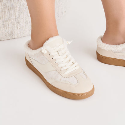 Notice Slide Plush Off White Crackled Leather Sneakers Dolce Vita
