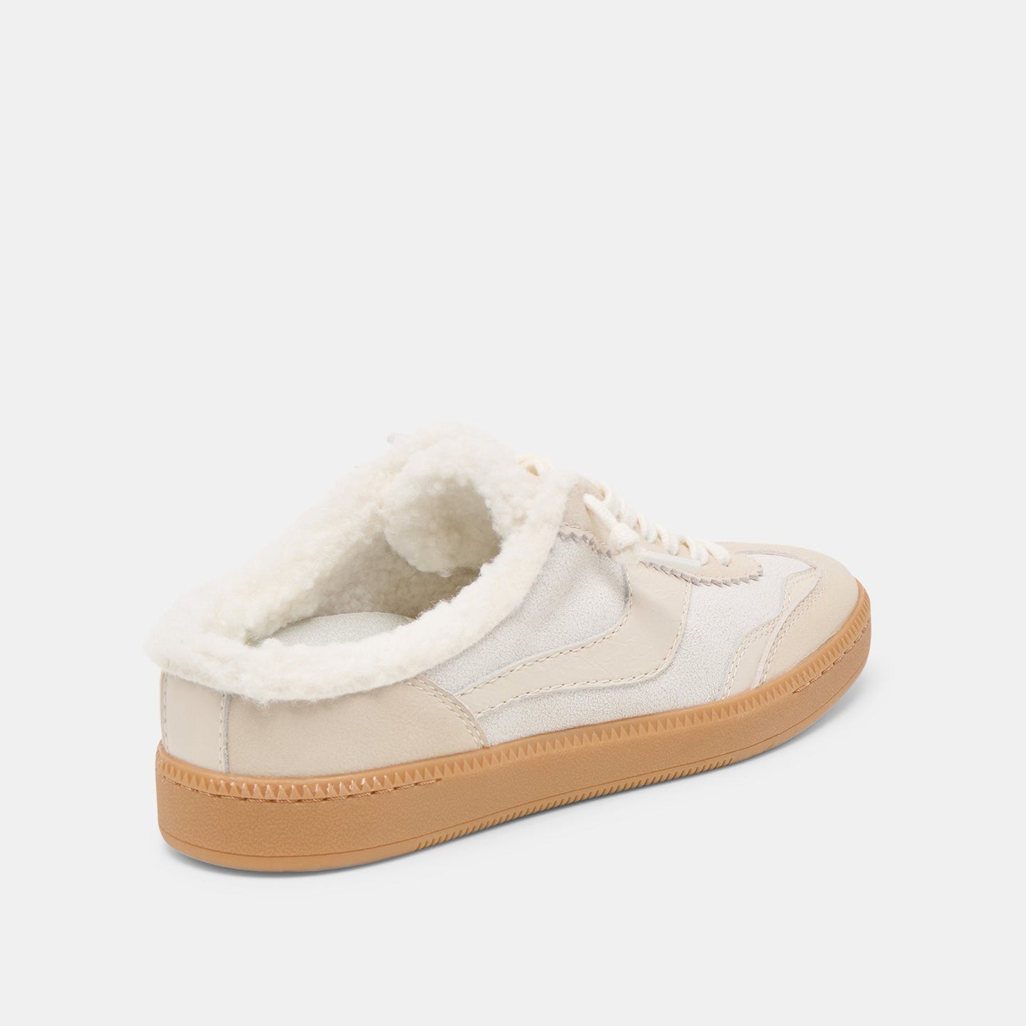 Notice Slide Plush Off White Crackled Leather Sneakers Dolce Vita