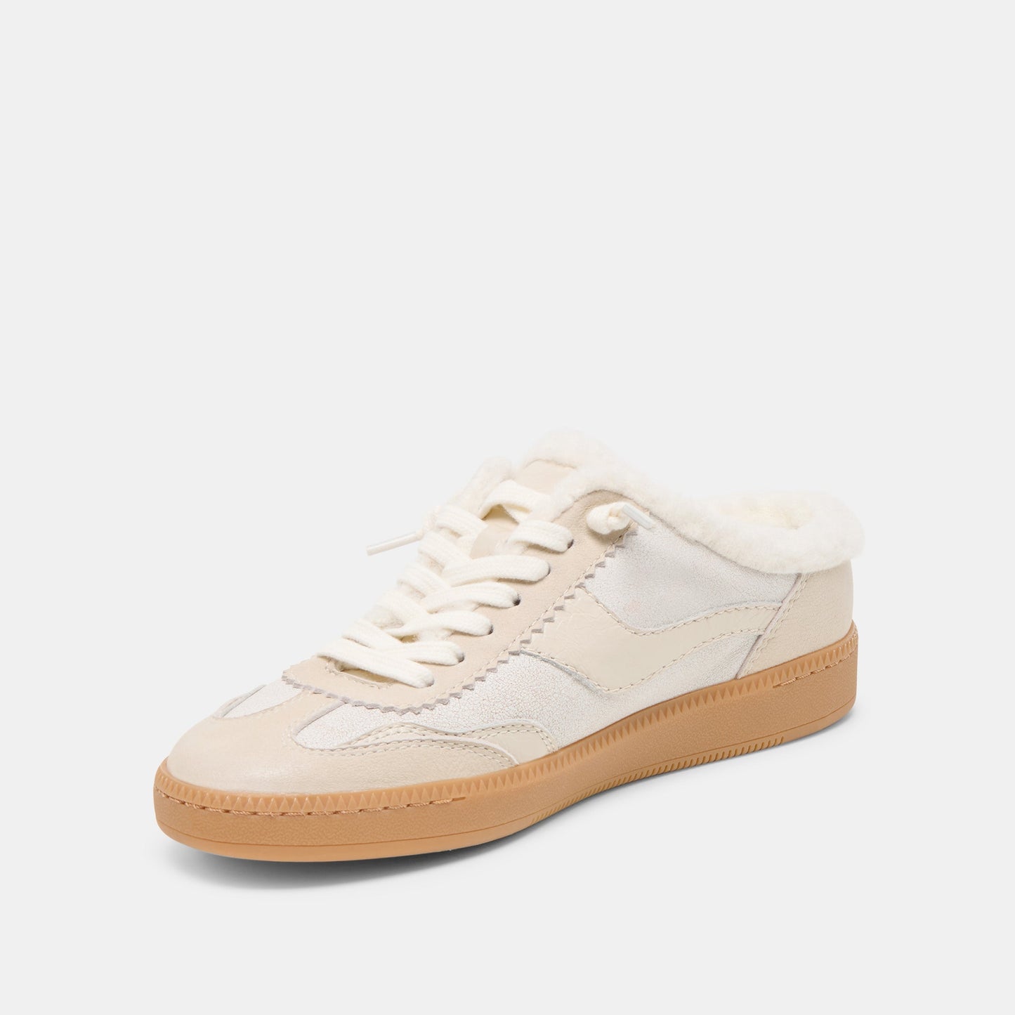 Notice Slide Plush Off White Crackled Leather Sneakers Dolce Vita