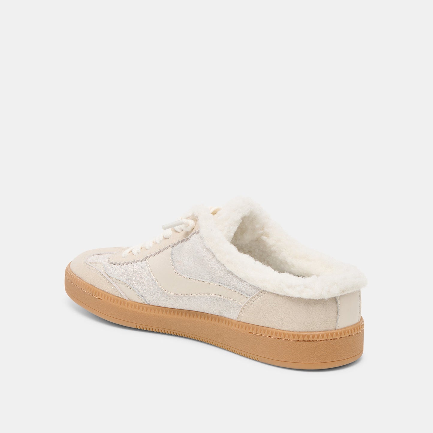 Notice Slide Plush Off White Crackled Leather Sneakers Dolce Vita