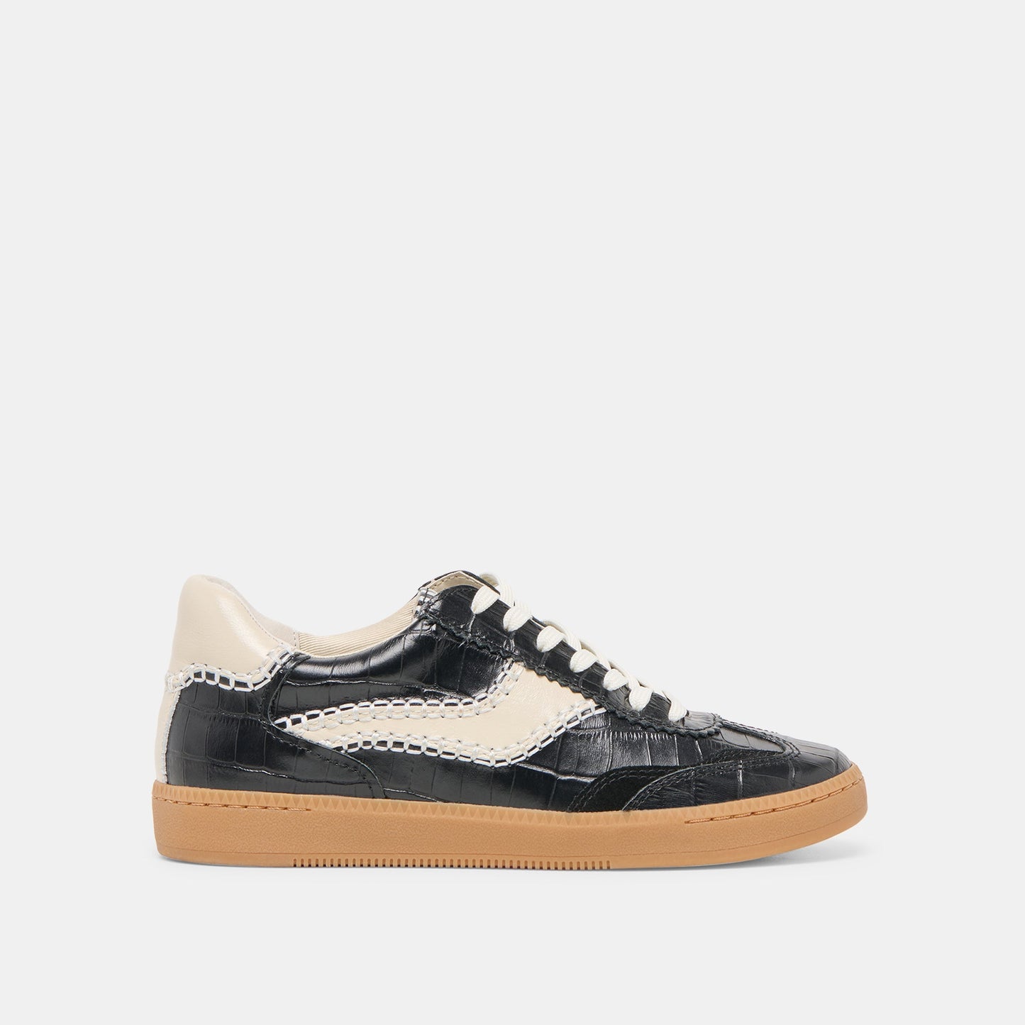 NOTICE STITCH SNEAKERS NOIR CROCO EMBOSSED LEATHER Dolce Vita