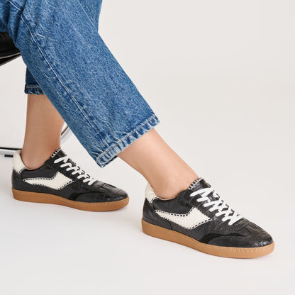 NOTICE STITCH SNEAKERS NOIR CROCO EMBOSSED LEATHER Dolce Vita