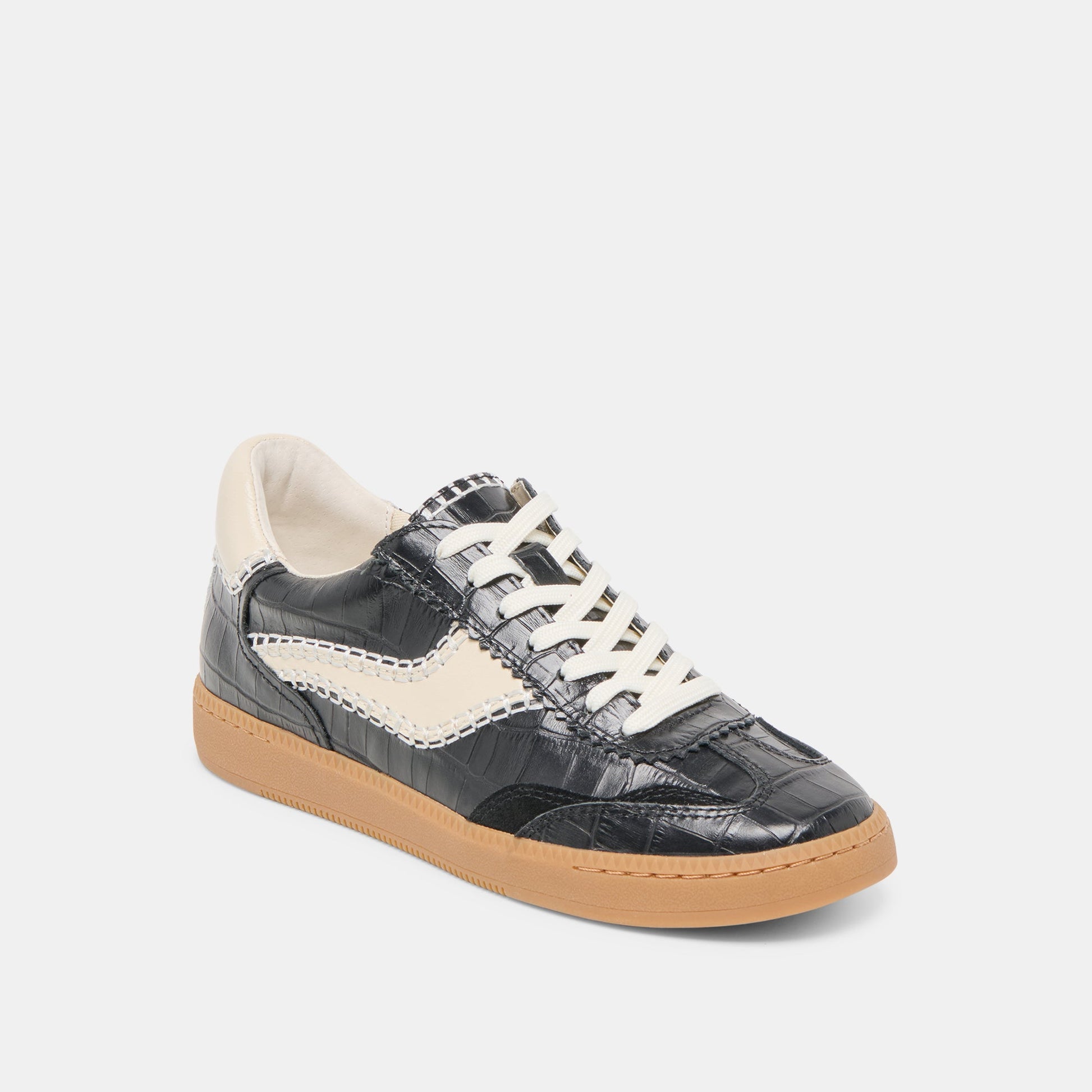 NOTICE STITCH SNEAKERS NOIR CROCO EMBOSSED LEATHER Dolce Vita