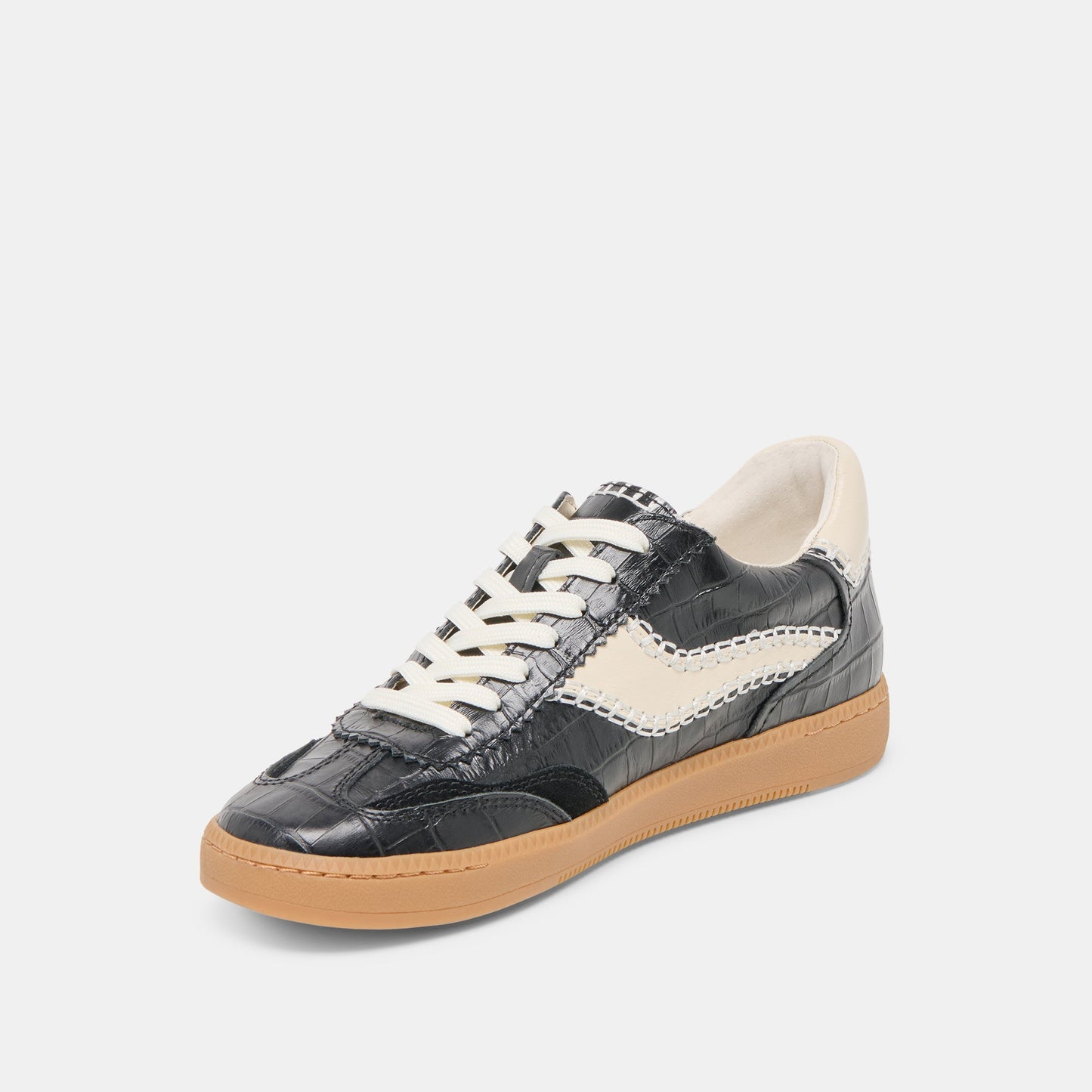 NOTICE STITCH SNEAKERS NOIR CROCO EMBOSSED LEATHER Dolce Vita
