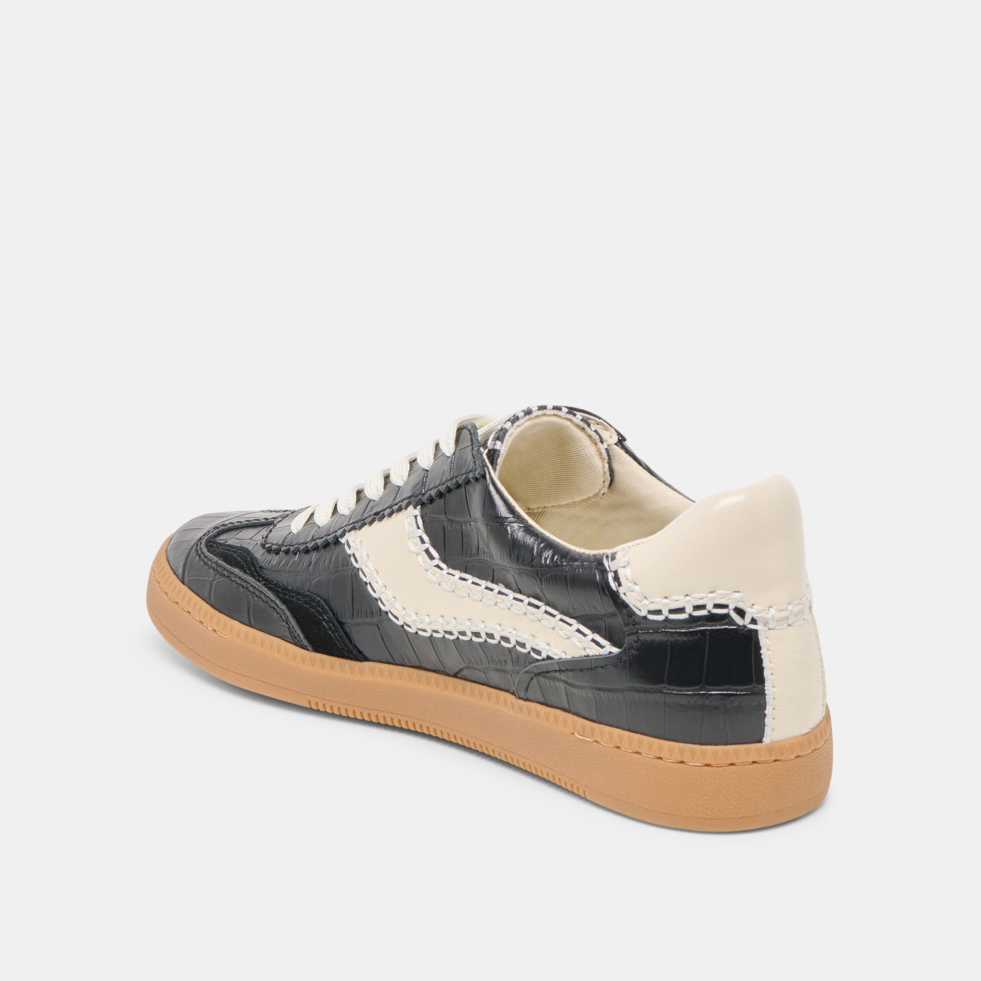 NOTICE STITCH SNEAKERS NOIR CROCO EMBOSSED LEATHER Dolce Vita