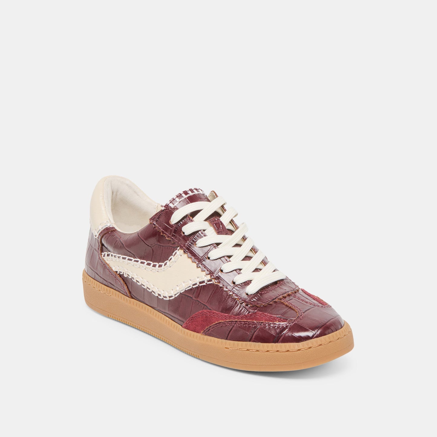 NOTICE STITCH SNEAKERS OXBLOOD CROCO EMBOSSED LEATHER Dolce Vita