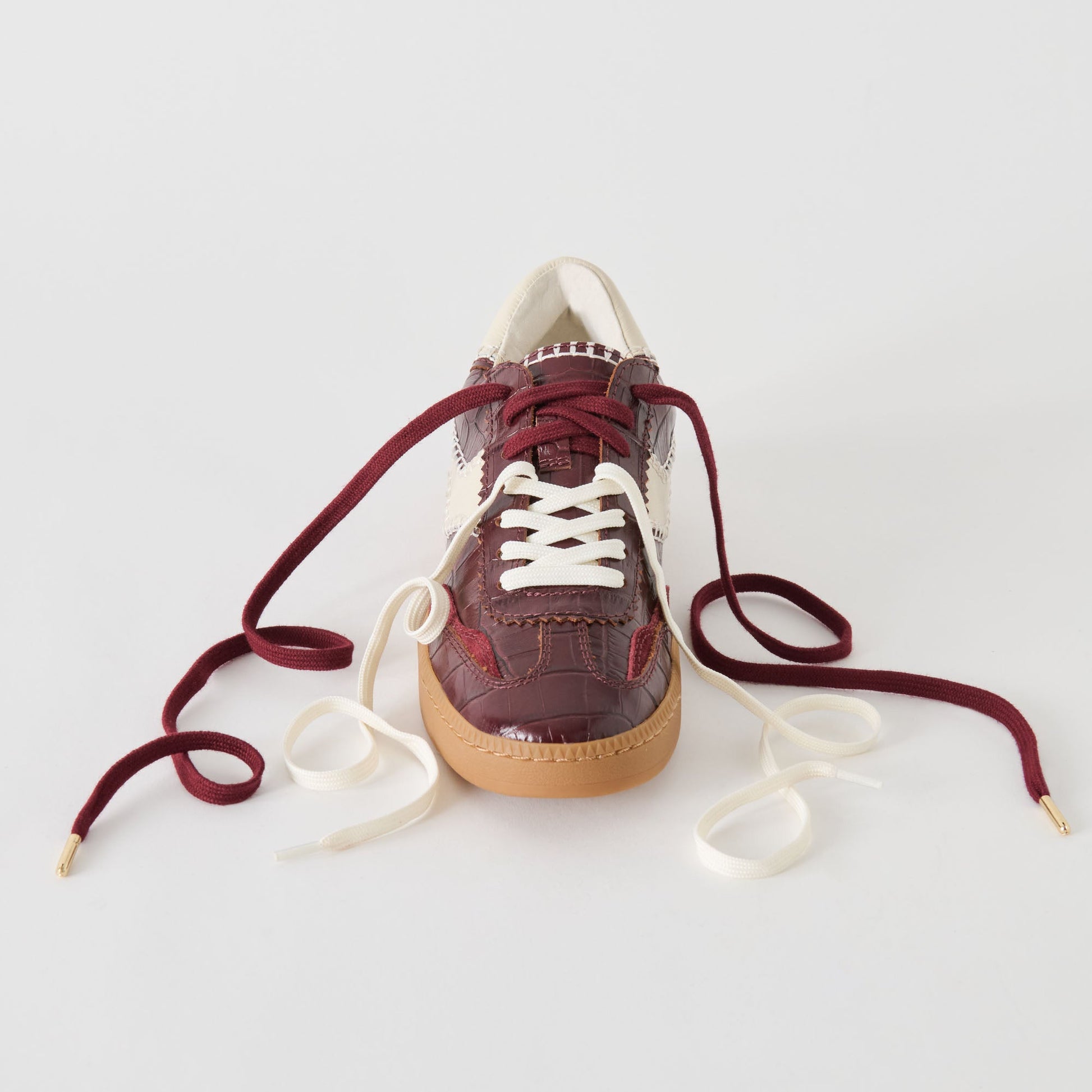 NOTICE STITCH SNEAKERS OXBLOOD CROCO EMBOSSED LEATHER Dolce Vita