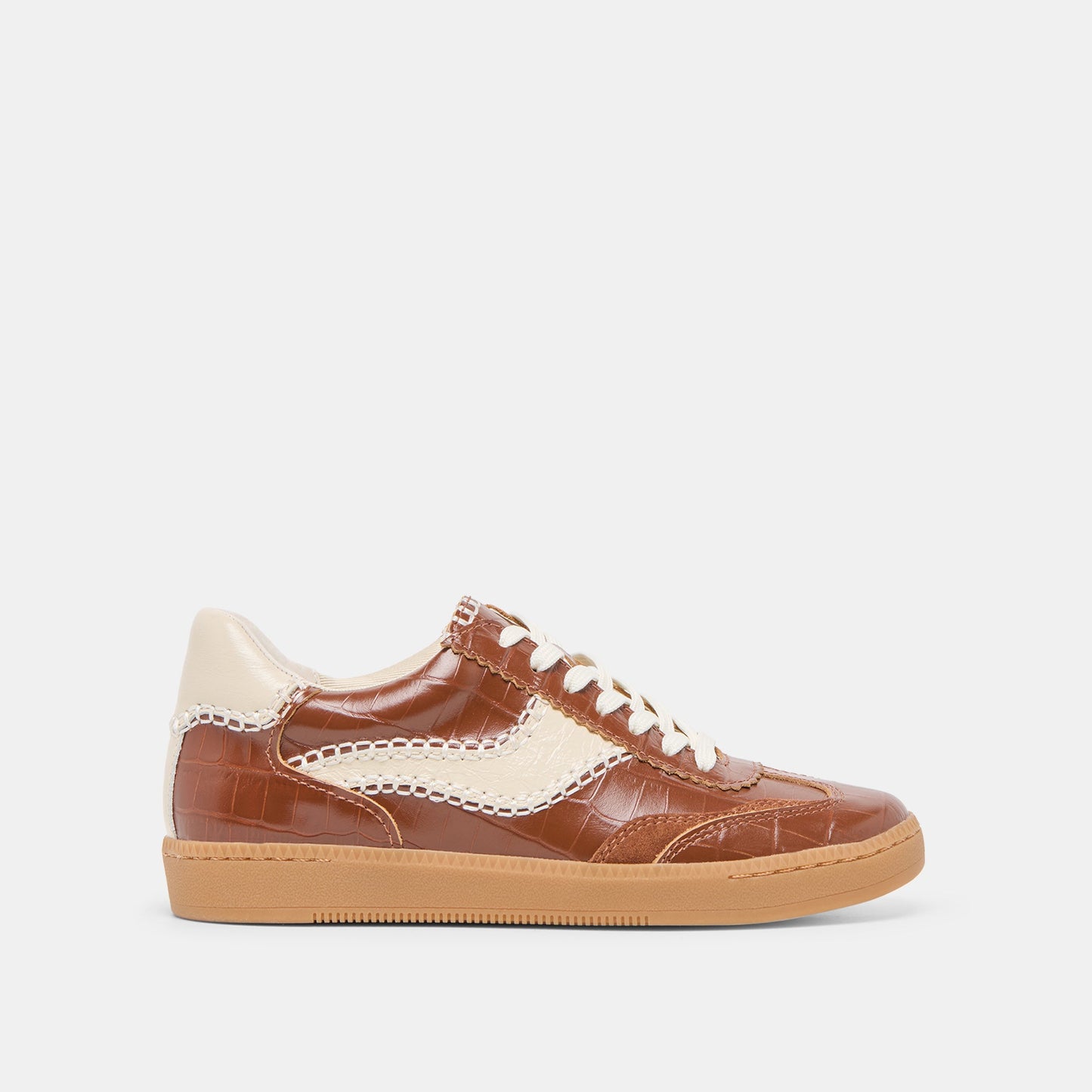 NOTICE STITCH SNEAKERS COGNAC CROCO EMBOSSED LEATHER Dolce Vita