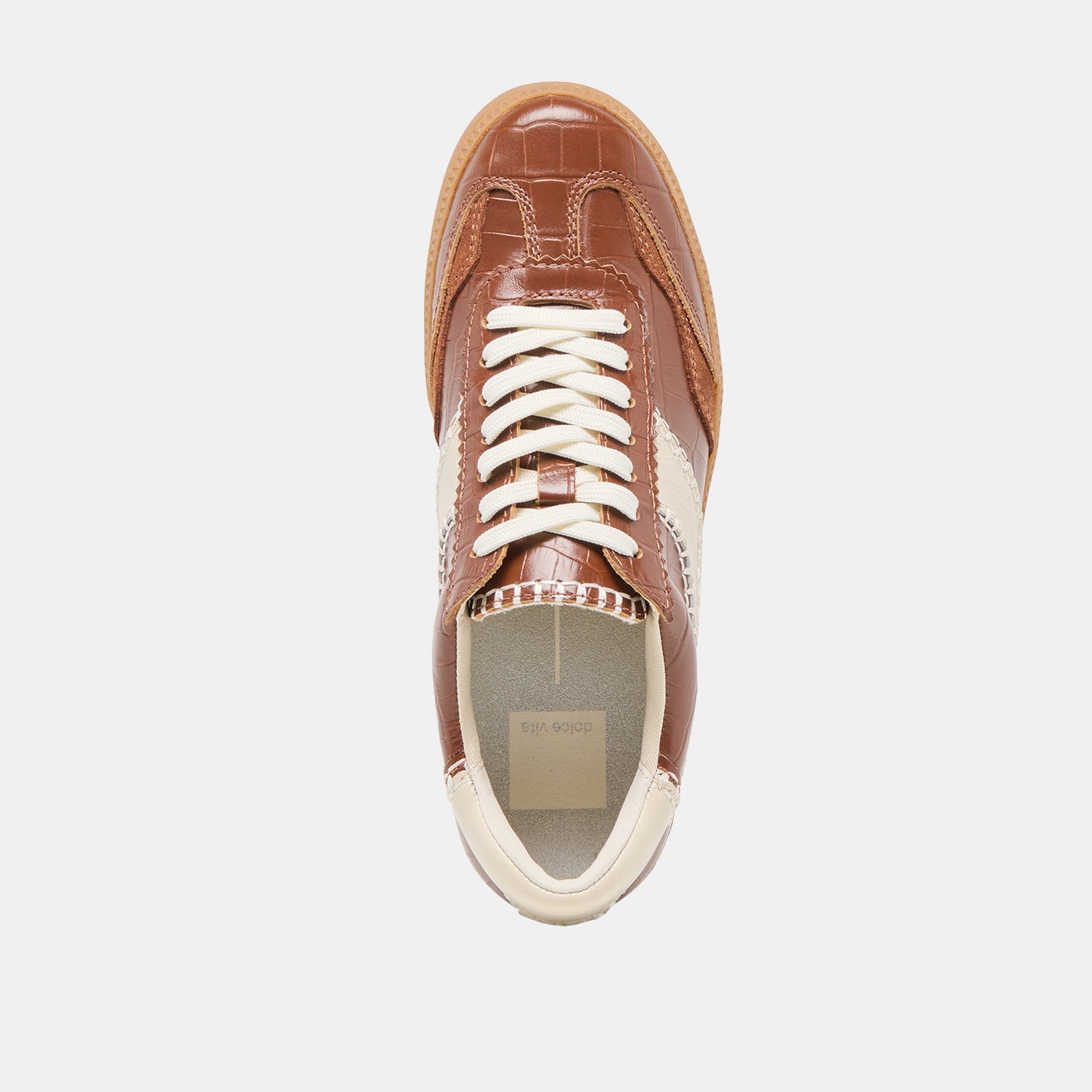 NOTICE STITCH SNEAKERS COGNAC CROCO EMBOSSED LEATHER Dolce Vita