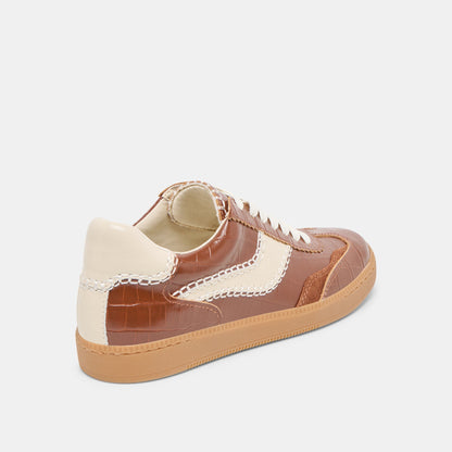NOTICE STITCH SNEAKERS COGNAC CROCO EMBOSSED LEATHER Dolce Vita