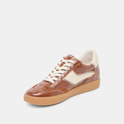 NOTICE STITCH SNEAKERS COGNAC CROCO EMBOSSED LEATHER Dolce Vita
