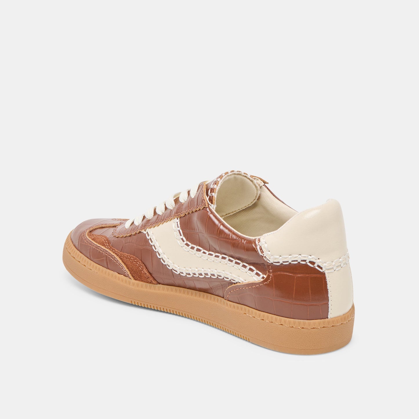 NOTICE STITCH SNEAKERS COGNAC CROCO EMBOSSED LEATHER Dolce Vita