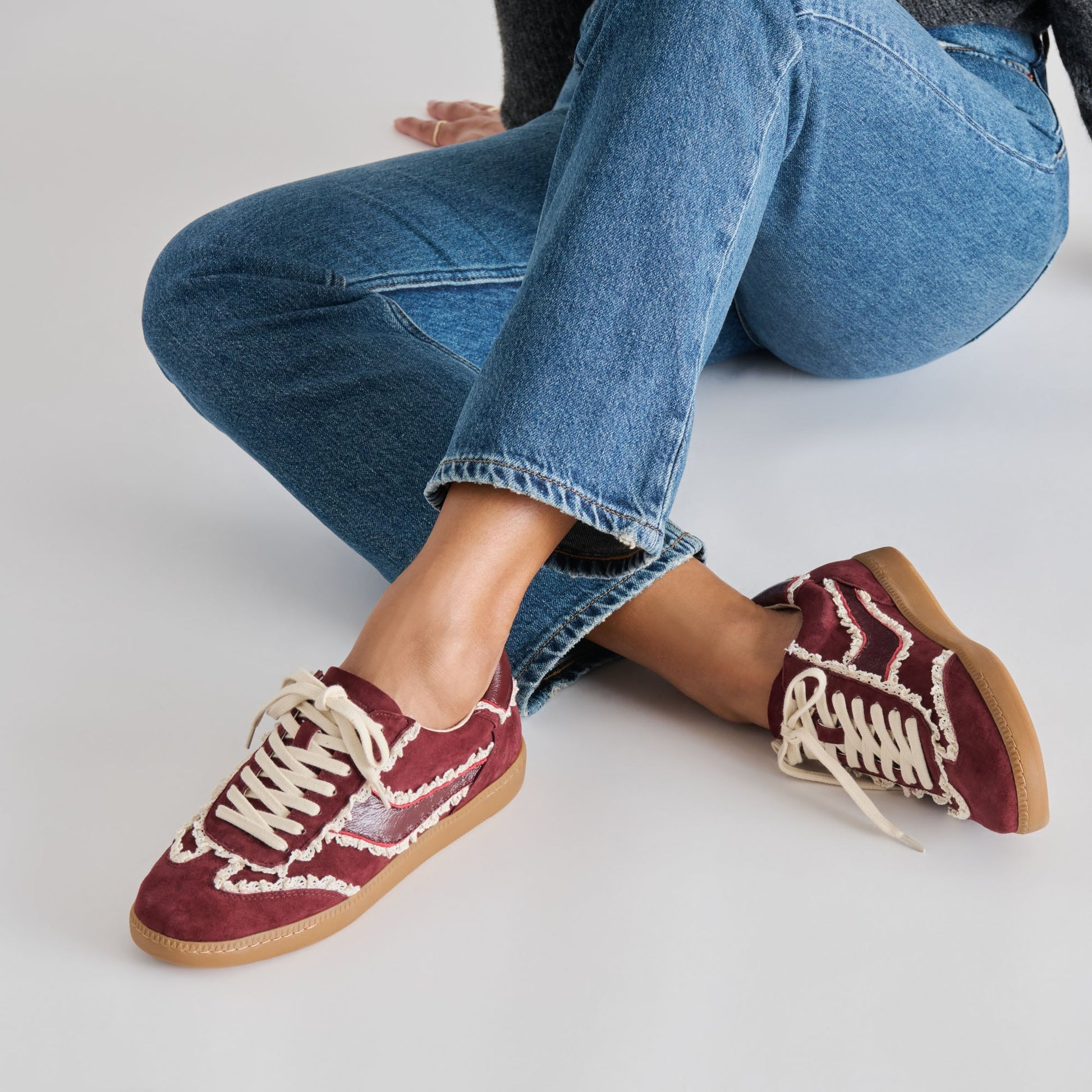 Notice Lace Oxblood Suede Sneakers Dolce Vita