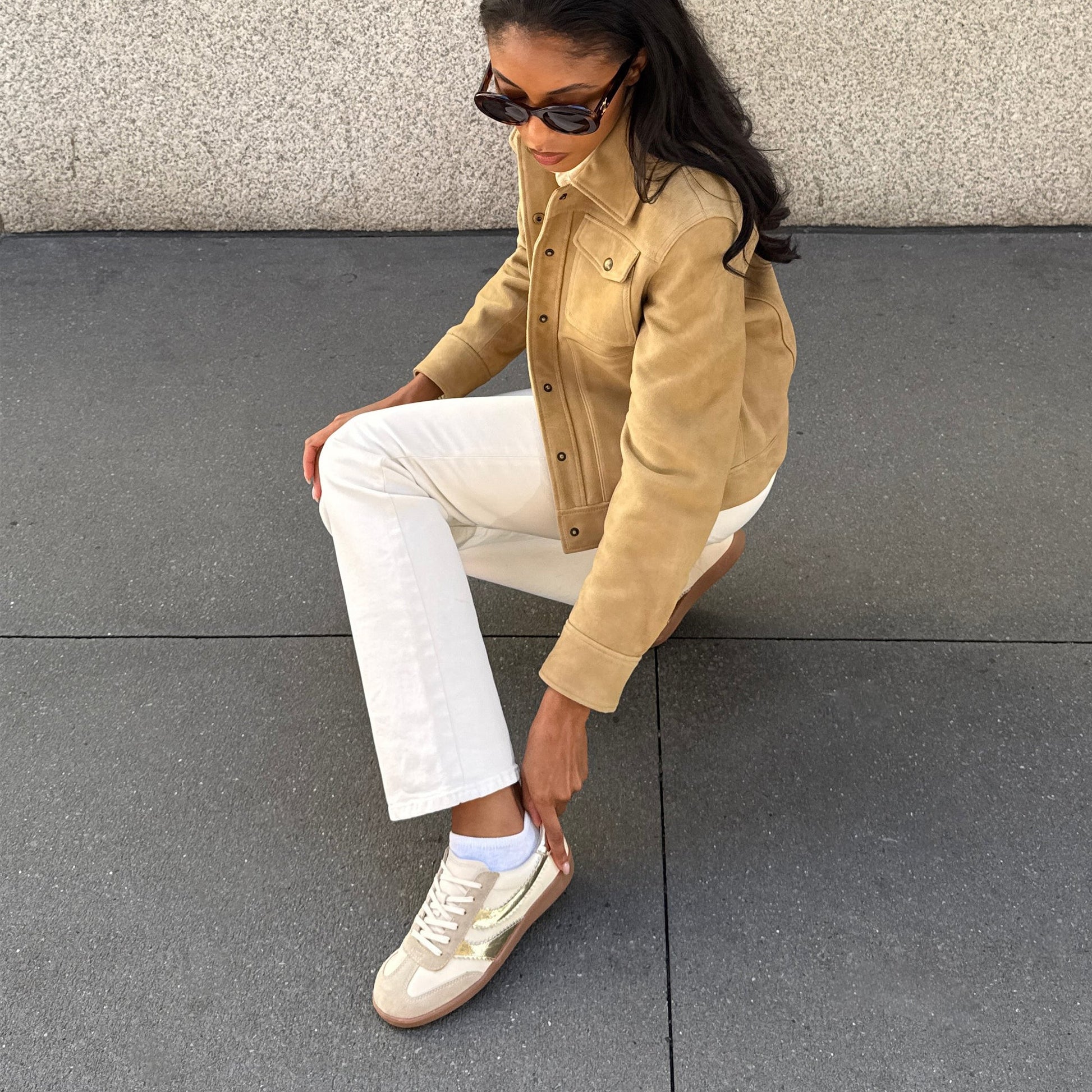 Merit White Gold Leather Sneakers Dolce Vita