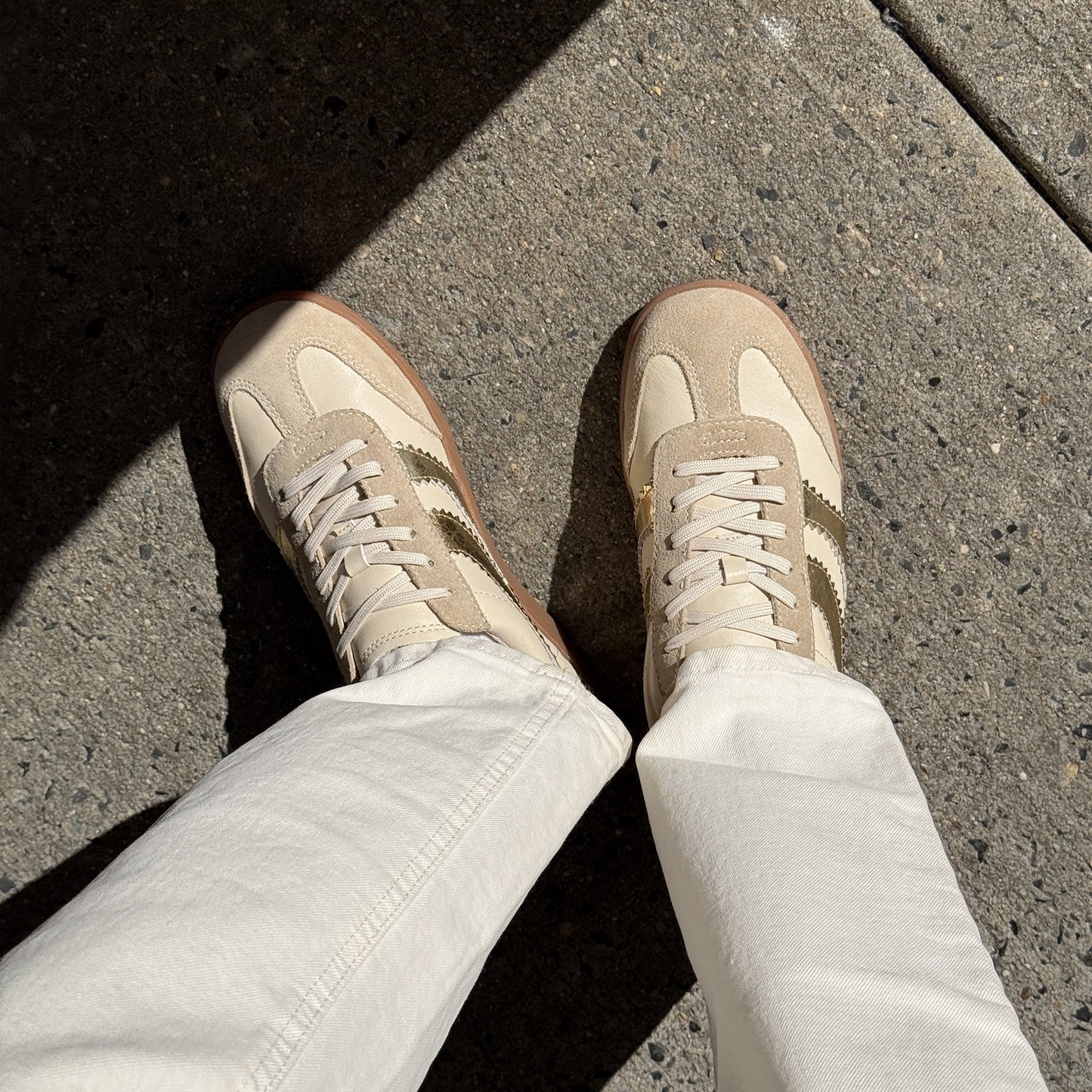Merit White Gold Leather Sneakers Dolce Vita