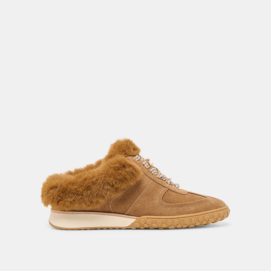 Izzey Plush Lt Brown Suede Sneakers Dolce Vita