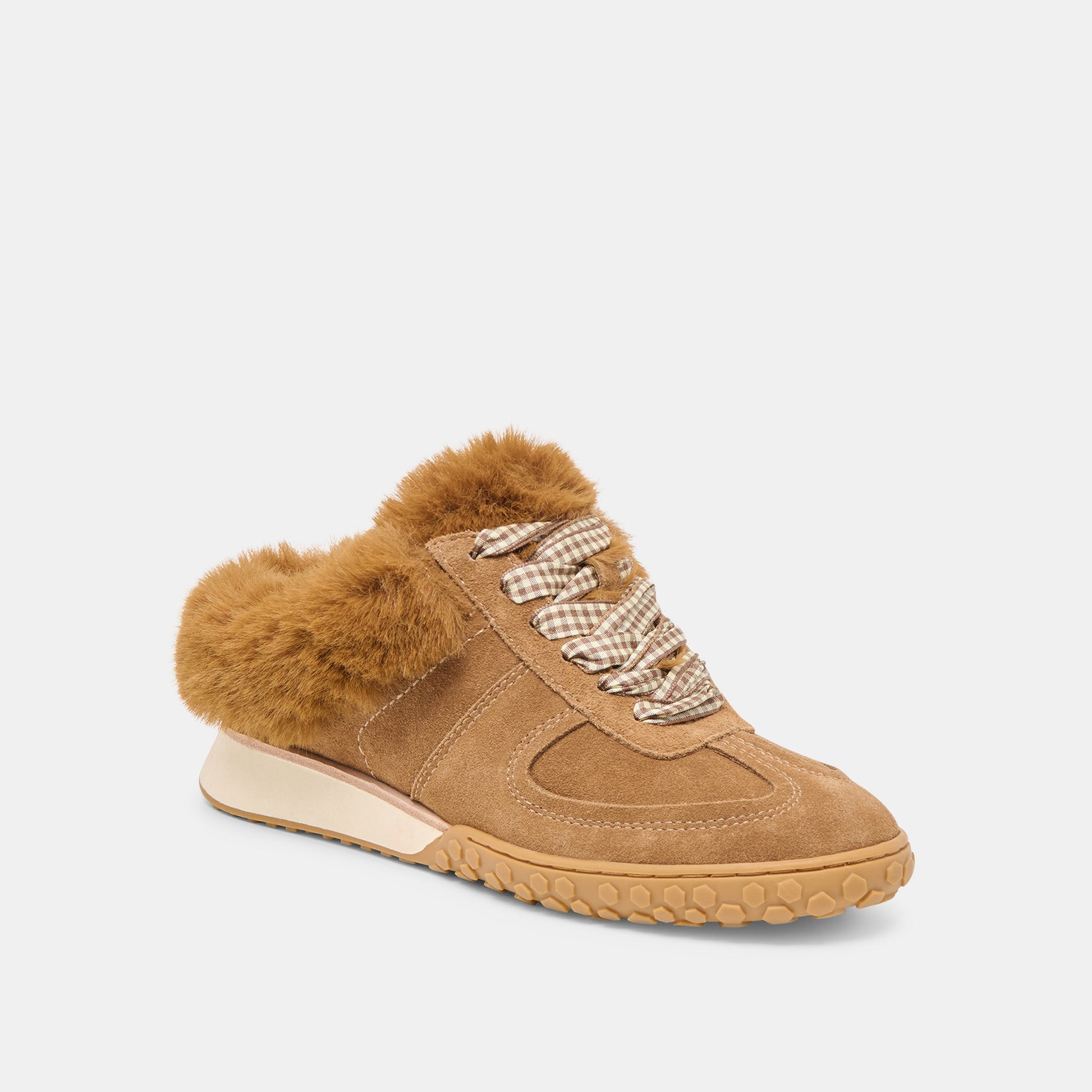 Izzey Plush Lt Brown Suede Sneakers Dolce Vita