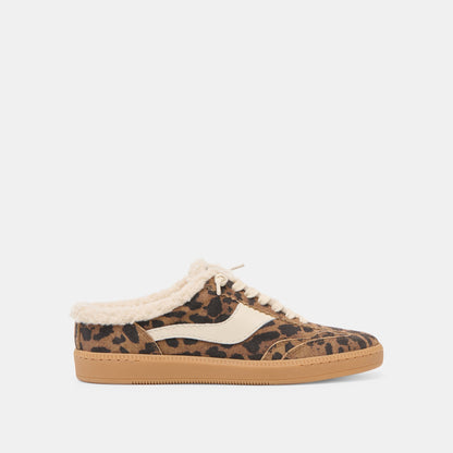 Notice Slide Plush Brown Leopard Printed Suede Sneakers Dolce Vita