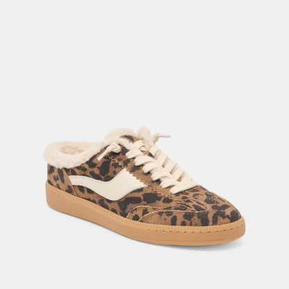Notice Slide Plush Brown Leopard Printed Suede Sneakers Dolce Vita