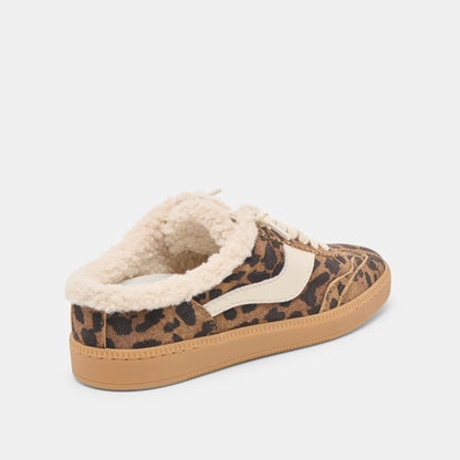 Notice Slide Plush Brown Leopard Printed Suede Sneakers Dolce Vita