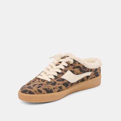 Notice Slide Plush Brown Leopard Printed Suede Sneakers Dolce Vita