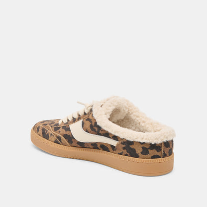 Notice Slide Plush Brown Leopard Printed Suede Sneakers Dolce Vita