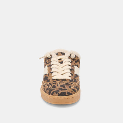 Notice Slide Plush Brown Leopard Printed Suede Sneakers Dolce Vita