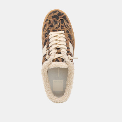 Notice Slide Plush Brown Leopard Printed Suede Sneakers Dolce Vita