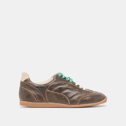 Laini Brown Distressed Leather Sneakers Dolce Vita