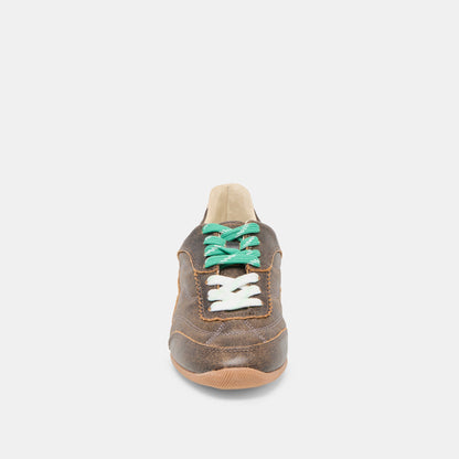 Laini Brown Distressed Leather Sneakers Dolce Vita