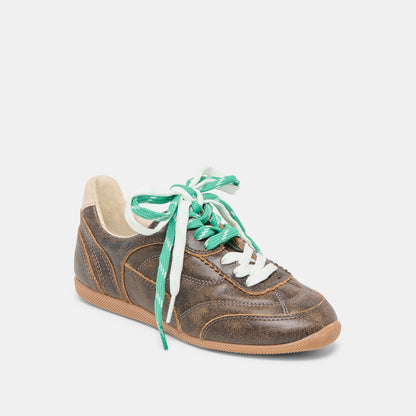 Laini Brown Distressed Leather Sneakers Dolce Vita