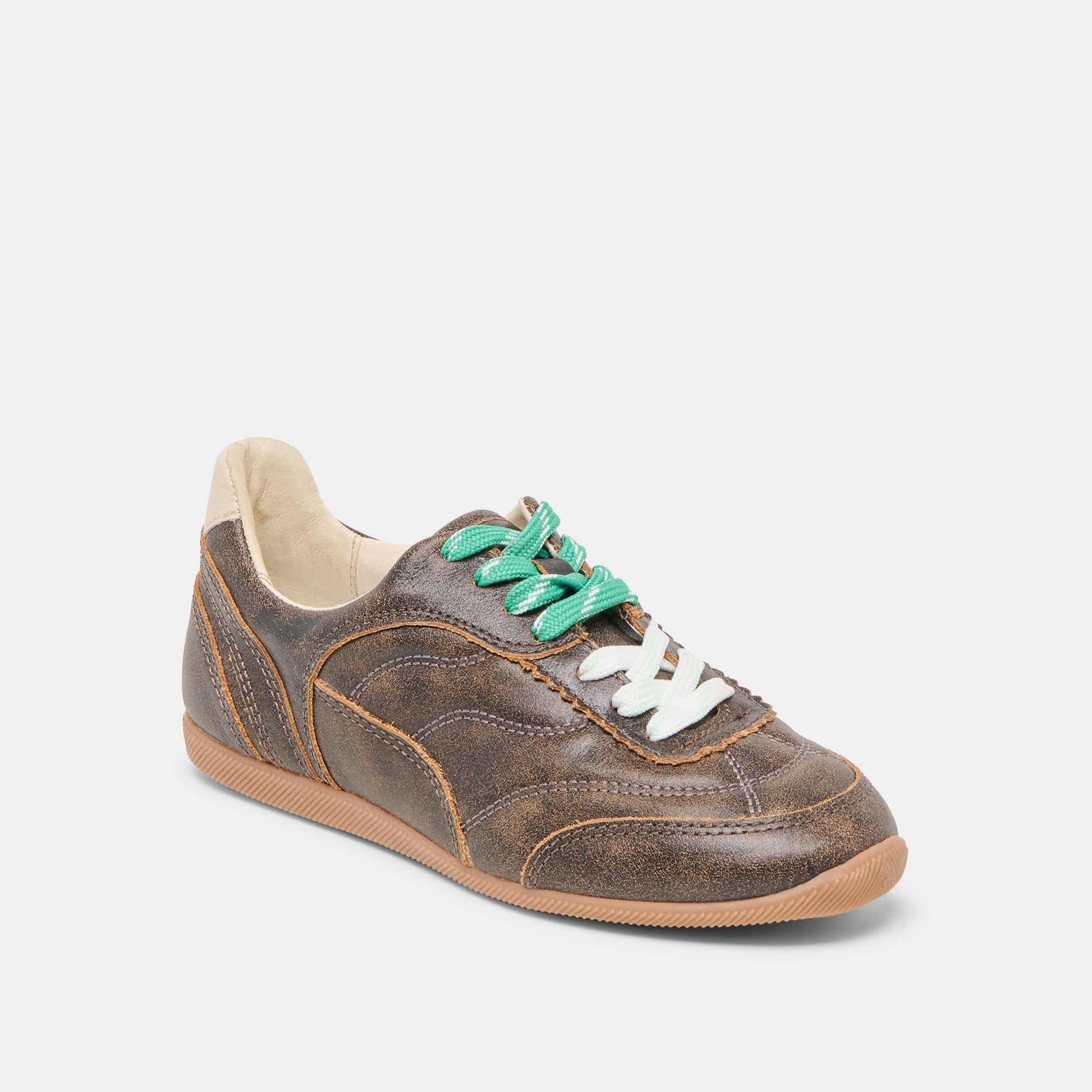 Laini Brown Distressed Leather Sneakers Dolce Vita
