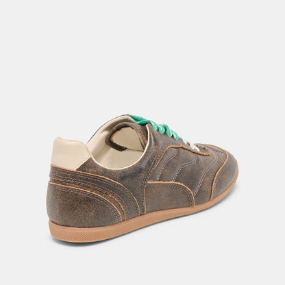 Laini Brown Distressed Leather Sneakers Dolce Vita