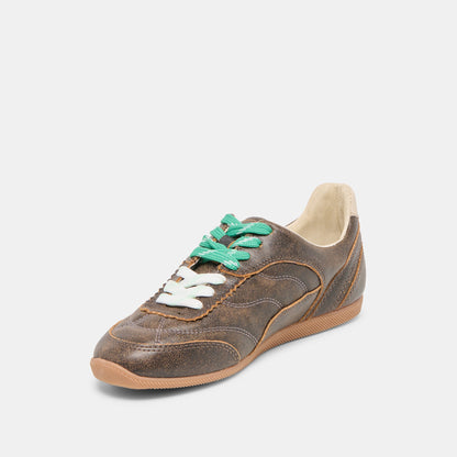 Laini Brown Distressed Leather Sneakers Dolce Vita