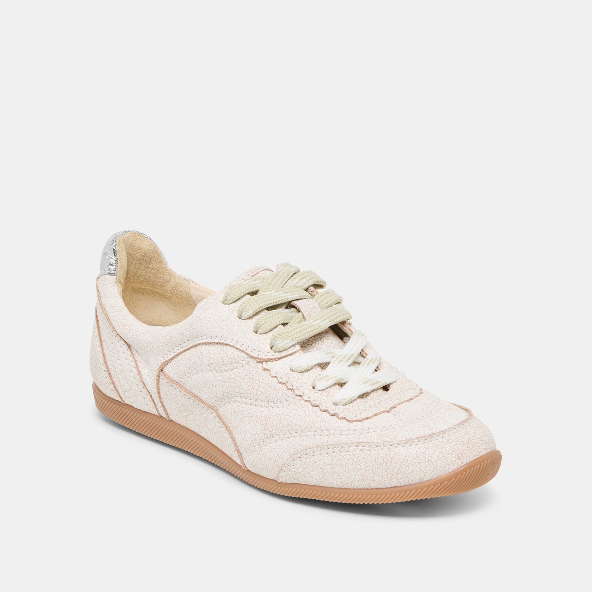 Laini Off White Crackled Leather Sneakers Dolce Vita