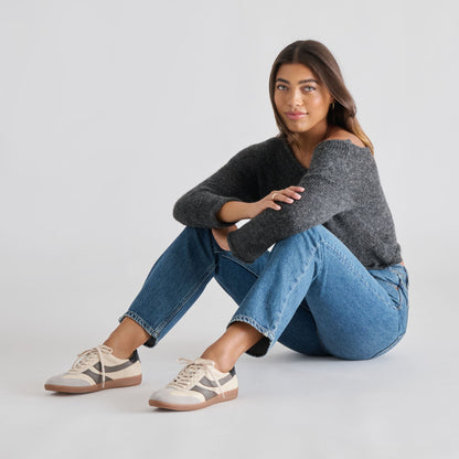 Merit White Grey Leather Sneakers Dolce Vita