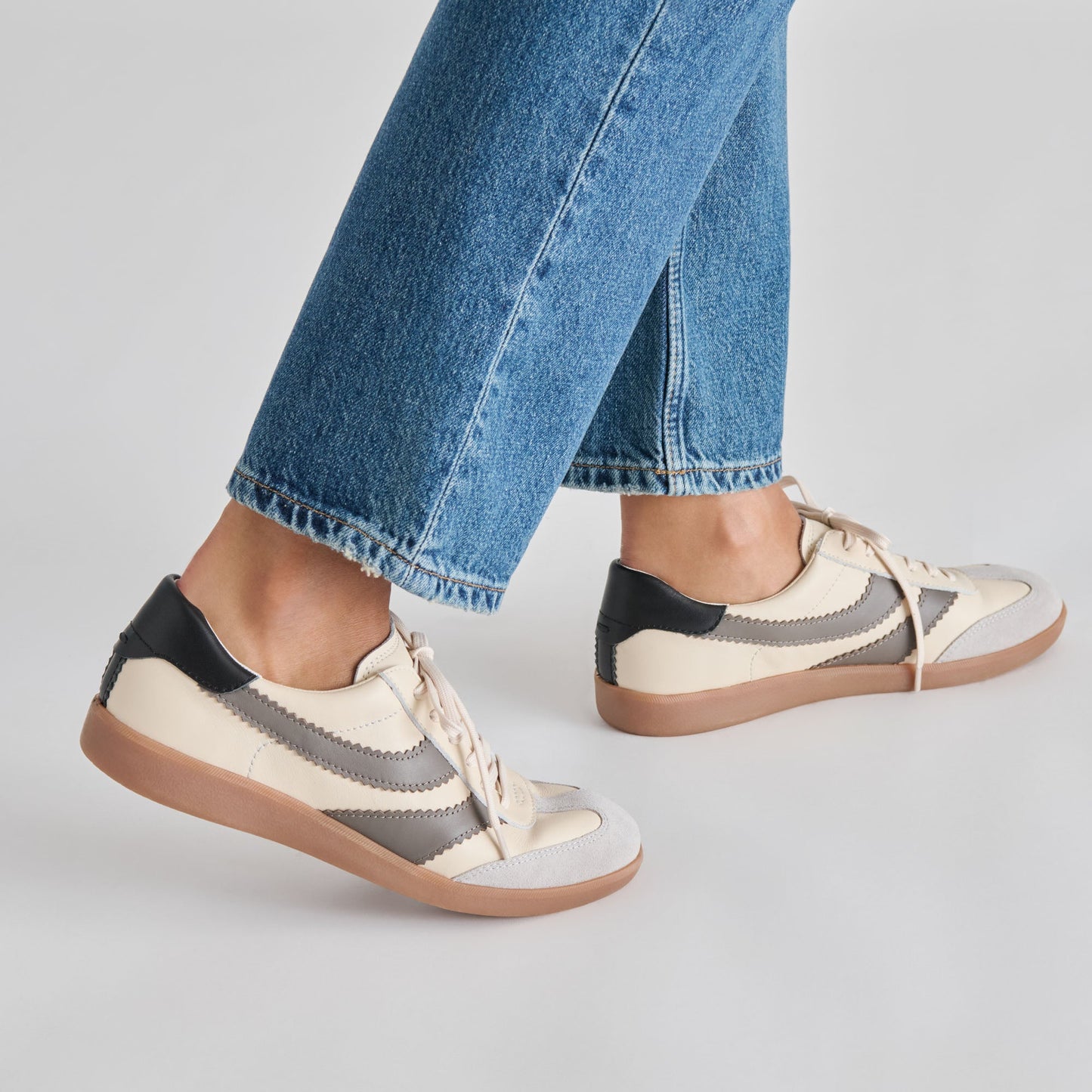 Merit White Grey Leather Sneakers Dolce Vita